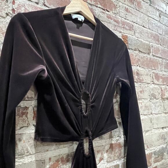 A.L.C Maeve Women's Draped Velvet Dress With Cut Out Details in Brown Size 4 - Picture 8 of 12